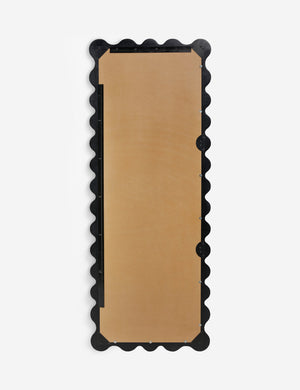 Back of the  Ripple wavy framed full length mirror in black oak