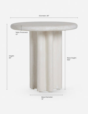 Dimensions on the Ruiz Indoor Outdoor Round Side Table