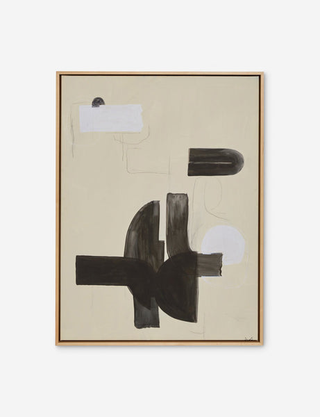 #size::24--x-32- #size::30--x-40- #size::40--x-54- | In Pursuit Print in a maple floater frame featuring clean forms in a neutral palette by Sarah Sherman Samuel