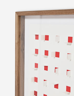 Corner of the See through cherry red and white wall art