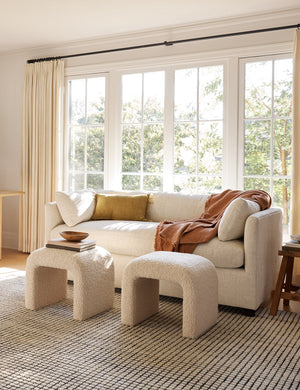 Uma Hand-Knotted Wool Rug Swatch, Black and Natural