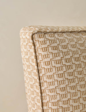 Close up of the Sweeney box silhouette abstract print throw pillow.