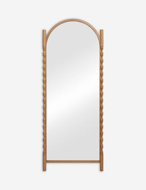 Topia arched carved wood frame floor mirror by Ginny Macdonald in natural.