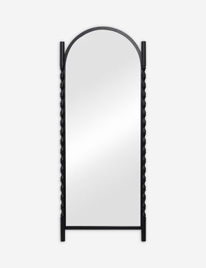 Topia arched carved wood frame floor mirror by Ginny Macdonald in black.