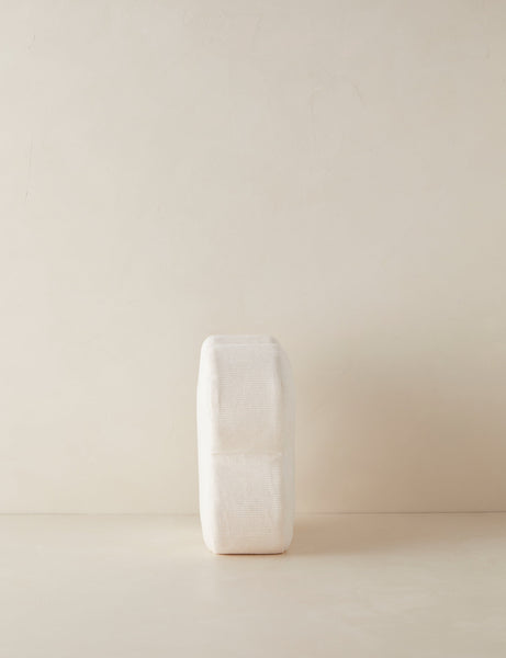 #color::ivory | Side view of the Velvet clover shaped accent pillow in ivory