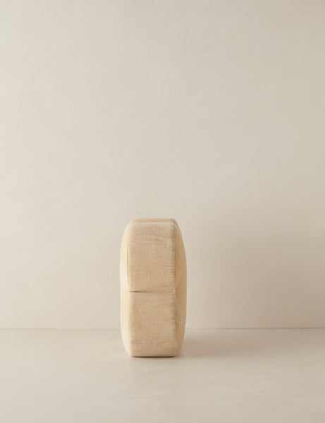#color::light-beige | Side view of the Velvet clover shaped accent pillow in light beige