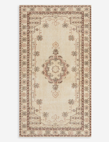 Vintage Turkish Hand-Knotted Wool Rug No. 294, 4'10" x 8'11"