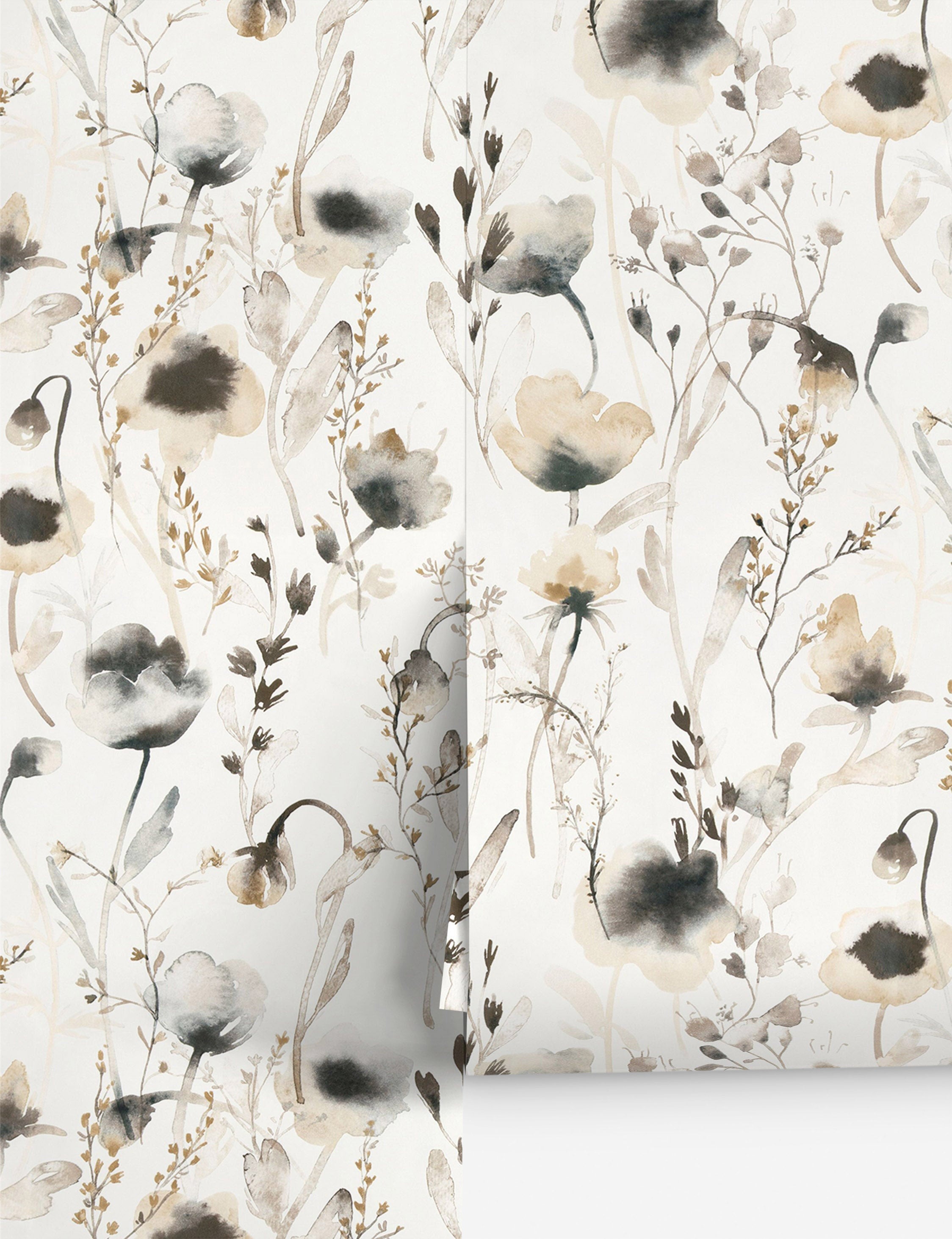 #color::brown | Scalamandre Lo soft and pastoral brown toned floral wallpaper