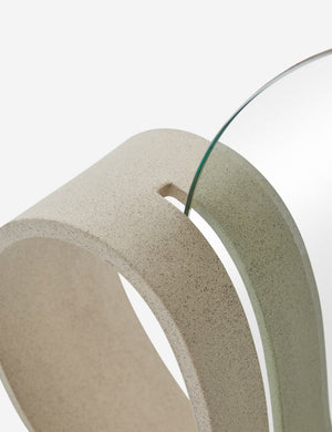 Close up view of the round Wavee Table Mirror by SIN Ceramics