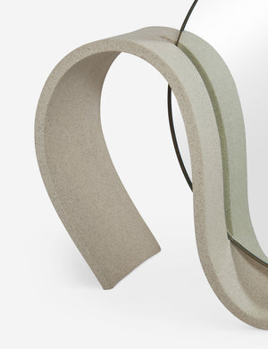 Close up view of the round Wavee Table Mirror by SIN Ceramics