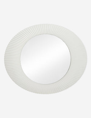 Whitaker white asymmetrical oval wall mirror.
