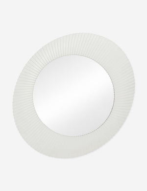 Whitaker white asymmetrical oval wall mirror.
