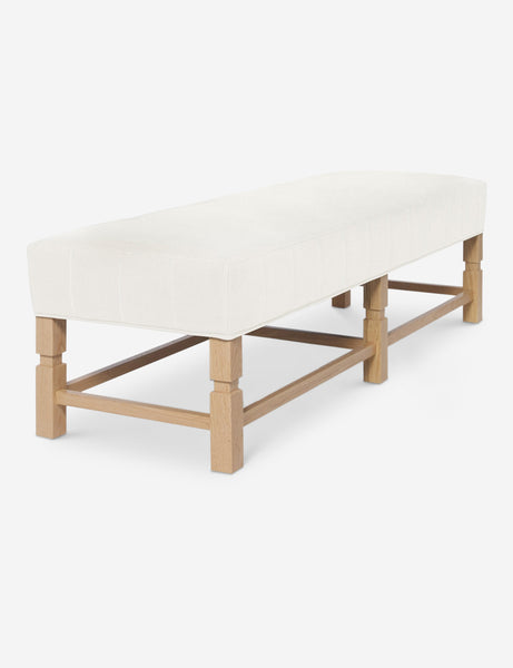 #color::oyster | Angled view of the Ambleside Oyster white linen bench      