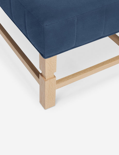 #color::harbor | The vertical channeling on the cushion of the Ambleside Harbor blue velvet bench