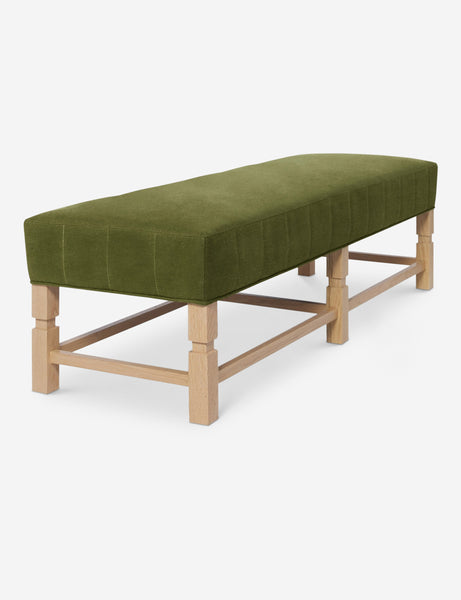#color::jade | Angled view of the Ambleside Jade green velvet bench