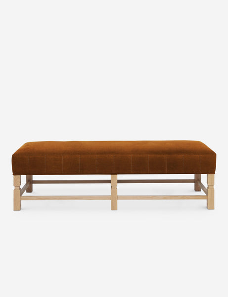 #color::cognac | Angled view of the Ambleside Cognac velvet bench