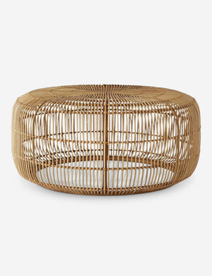 Amina round coffee table with an open-weave radial design