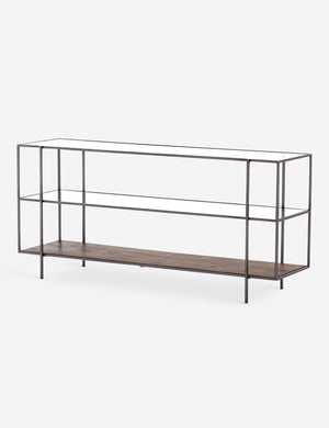 Angled view of the Asher console table