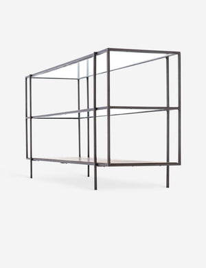 Angled lower view of the Asher console table