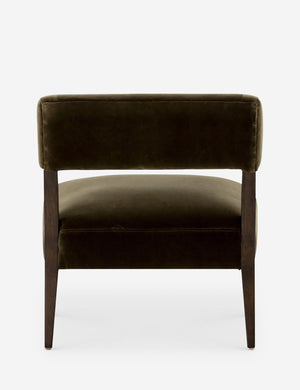 Rear view of the Lyssa olive velvet accent chair