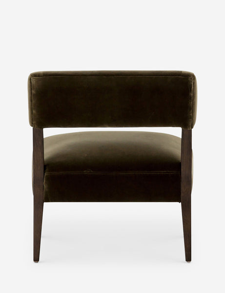 | Rear view of the Lyssa olive velvet accent chair