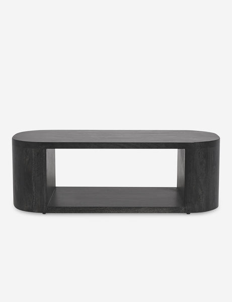 #color::black | Luna black wood oval coffee table.