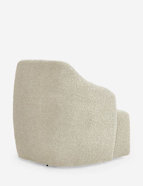 #color::cream-boucle | Angled rear view of the Tobi cream boucle swivel chair 