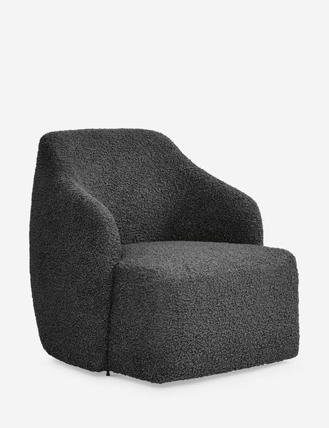 #color::slate-boucle | Angled view of the Tobi Slate Boucle swivel chair