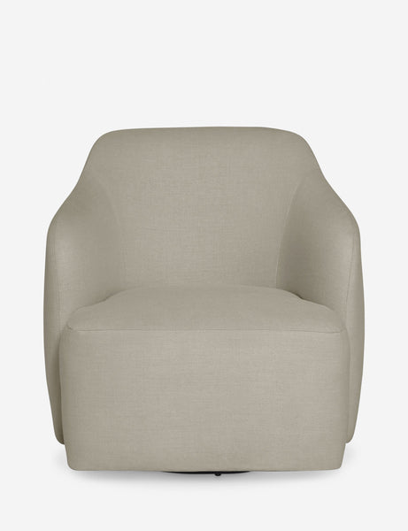 #color::flax | Tobi Flax linen swivel chair with a curved frame