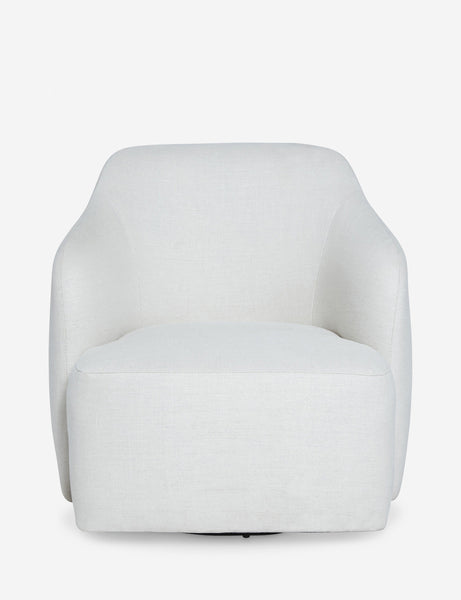 #color::natural | Tobi Natural linen swivel chair with a curved frame