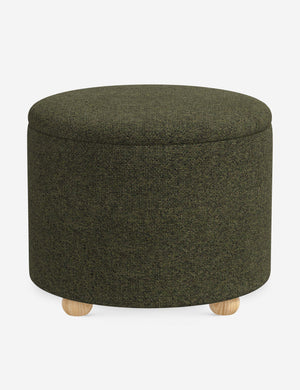 Kamila Army Performance Basketweave 24-inch round ottoman with storage space and pinewood feet