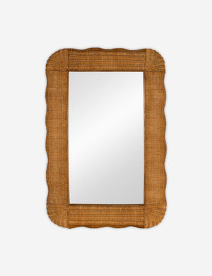 Yarely woven rattan frame wall mirror.