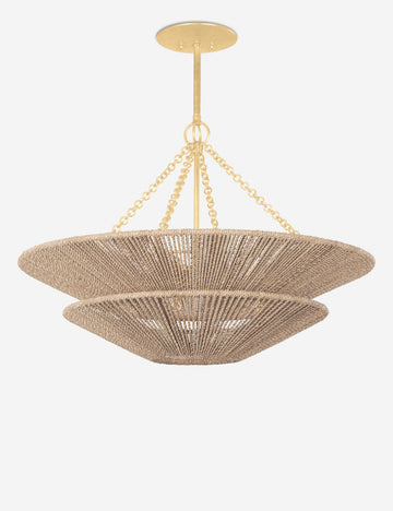 #color::natural #size::30--dia | Anaya woven rope two-tier chandelier.
