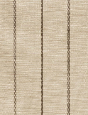 Close-up of the natural stripe linen fabric on the Clementine platform bed