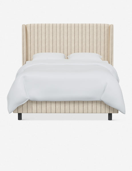 #color::natural-stripe #size::cal-king #size::full #size::king #size::queen #size::twin | Adara natural stripe linen upholstered bed.