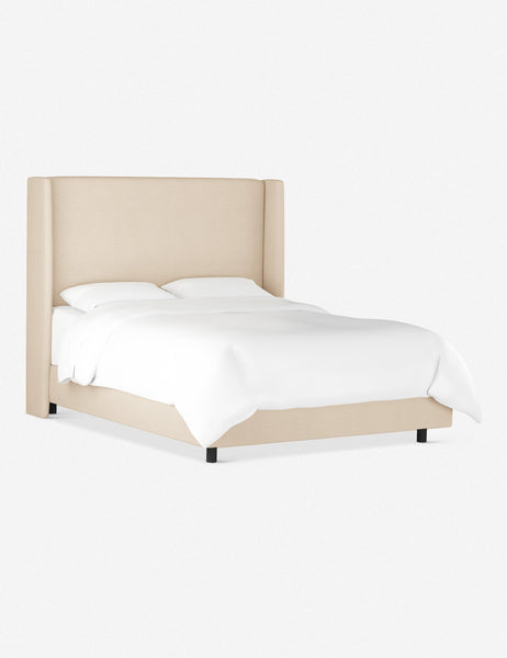 #color::natural-linen #size::twin #size::queen #size::cal-king #size::king #size::full | Angled view of the Adara natural linen upholstered bed.