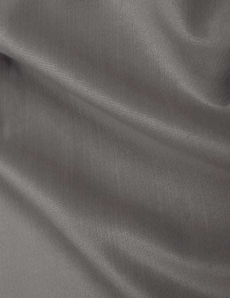 #color::steel-velvet #size::twin #size::full #size::queen #size::king #size::cal-king | Detailed shot of the gray velvet on the Adara gray velvet upholstered bed. 