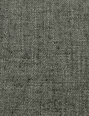 Detailed shot of the linen on the Adara gray linen upholstered bed.