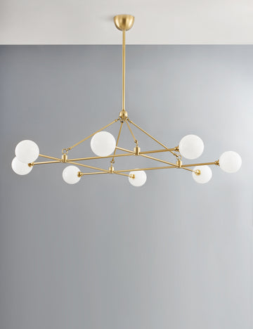 #color::aged-brass #size::46--dia | Helia slim frame modern brass chandelier.