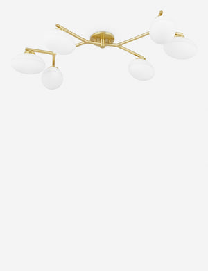 Solange antique brass branching 6-light semi flush mount light