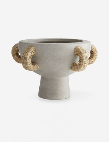 | Clyde terracotta centerpiece with jute handles by Arteriors