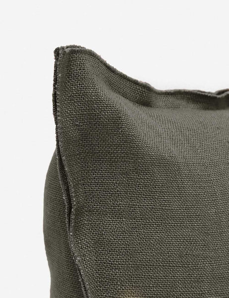 #color::conifer #style::square #fill type::with-feather-down-insert #fill type::pillow-cover-only | Corner of the arlo Conifer gray square pillow