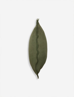 Side of the arlo Olive green long lumbar pillow