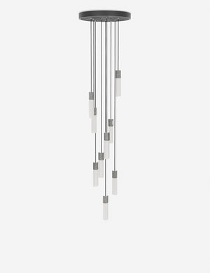 Basalt slender hexagonal 9-light pendant light by tala with stainless steel hardware with the light off