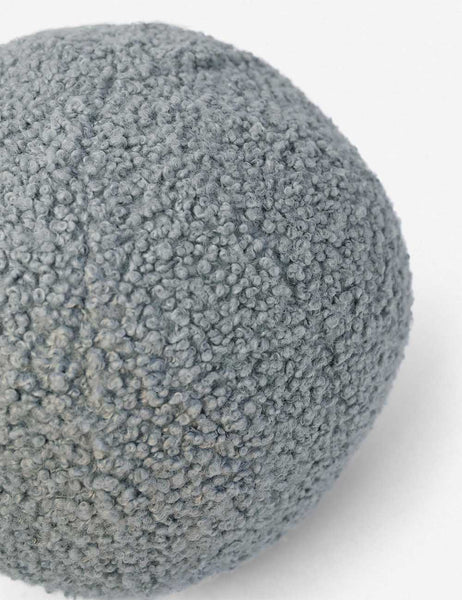 #color::canyon-blue | Angled view of the Canyon blue Bouclé Ball Pillow by Sarah Sherman Samuel