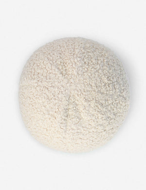 Bird’s-eye view of the Ivory Bouclé Ball Pillow by Sarah Sherman Samuel