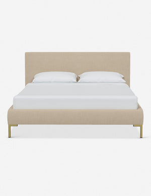 Deva Natural Linen platform bed with gold legs