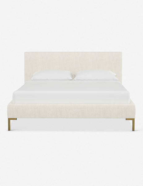 #color::talc-linen #size::twin #size::full #size::queen #size::king #size::cal-king | Deva Talc Linen platform bed with gold legs