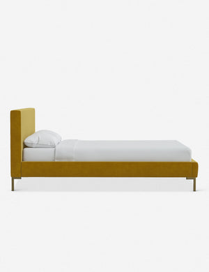 Side of the Deva Citronella Velvet platform bed