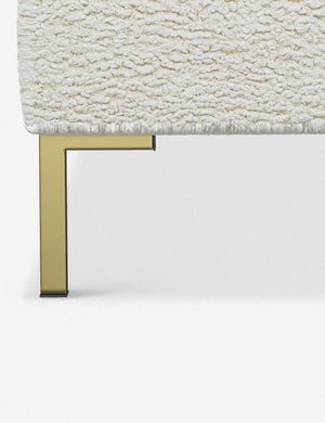 The golden leg on the Deva Cream Sherpa platform bed